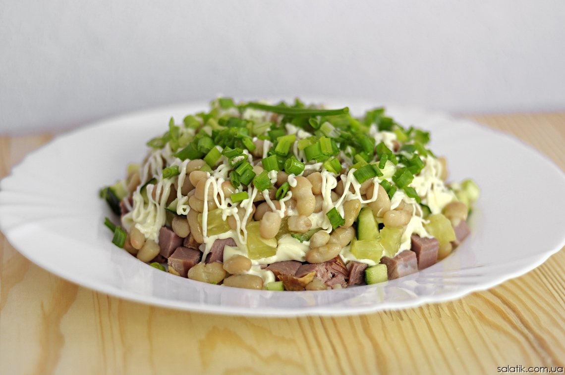 Салат из фасоли и ветчины рецепт с фото пошагово